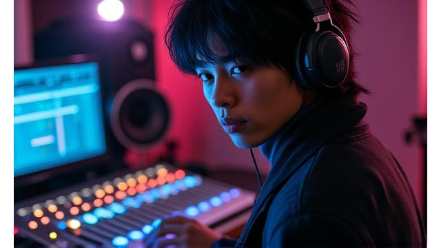Thumbnail of Kaito Sato, a music producer, in his studio
